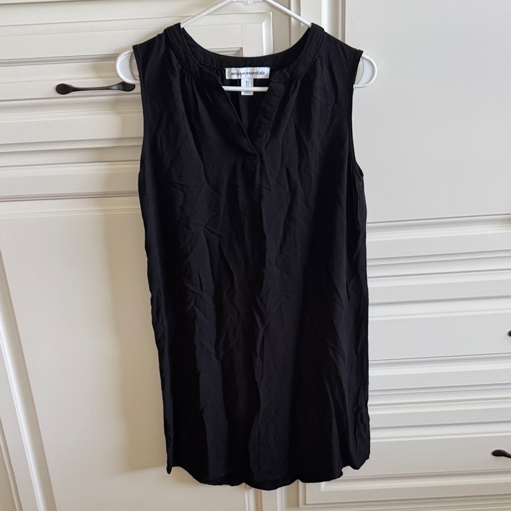Amazon Essentials Black Sleeveless V-Notch Tank Dress